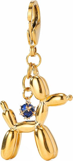 Balloon Dog Keychain, Stainless Steel Elegant Golden Bag Charms for Adults
