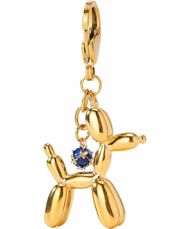 Balloon Dog Keychain, Stainless Steel Elegant Golden Bag Charms for Adults