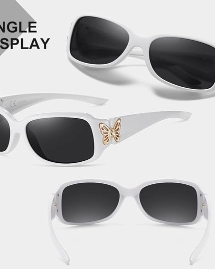 HAOLOTA Women's Polarized Sunglasses - Fashionable Wraparound Butterfly Design with UV400 Protection