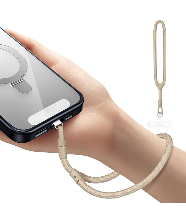 Dadanism Phone Wrist Strap, Universal Adjustable Hand Wrist Strap Lanyard for iPhone 17 and Most Smartphones, Multifunctional Patch Lanyard with Phone Tether Tab for Women and Men, Camel