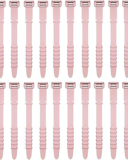 Reusable Silicone Zip Ties Cord Organizer: Silicone Cable Ties Straps for Cable Management - 20PCs 4.5” Pink Elastic Wire Cord Organizer for Home Office and Travel