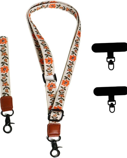 Adjustable Lanyard for Phone, Camera, Name Tags, ID card, Keychain and Wristlet Straps with 2 phone pads(Black)