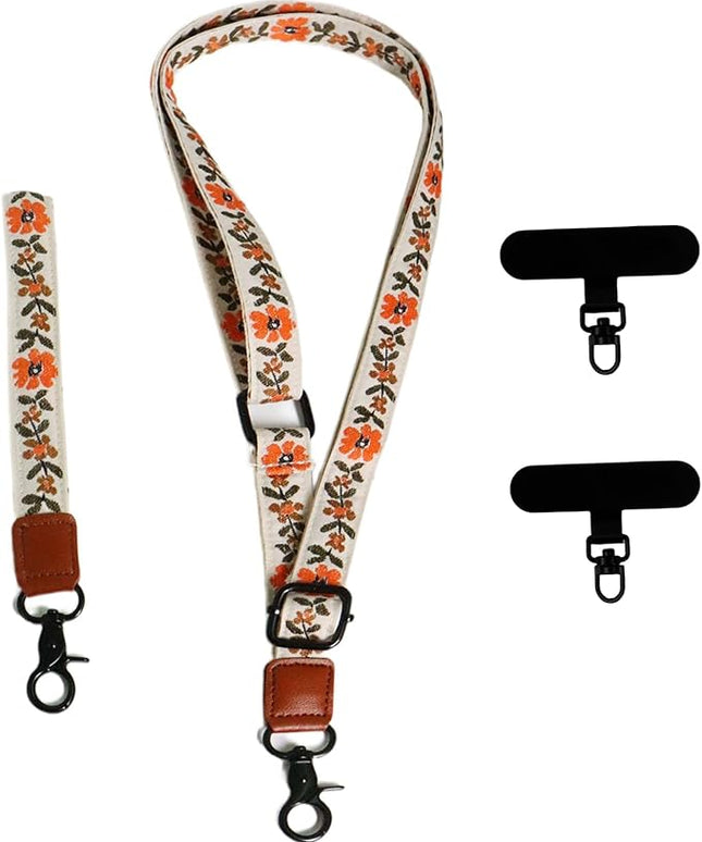 Adjustable Lanyard for Phone, Camera, Name Tags, ID card, Keychain and Wristlet Straps with 2 phone pads(Black)