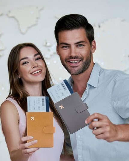 Deziliao Passport Wallet, Gray, Unisex, Faux Leather, Waterproof, Slim, Lightweight, RFID Blocking, 2-in-1 Design, with Document Slots, Credit Card Slots, SIM Card Slots
