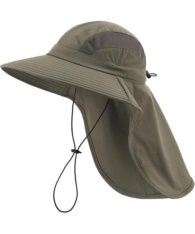 Home Prefer UPF 50+ Sun Hats for Men Women Wide Brim Fishing Hat with Neck Flap UV Protection Sunblock Safari Bucket Hat
