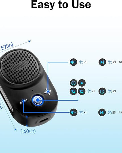 Divoom Itour-S Wearable Bluetooth Speaker, IP67 Waterproof Dustproof, Portable Small Clip-On Bluetooth Speaker, 10H Playtime, for Kitchen, Work, Travel, Biking, Golf, Pool (Black)