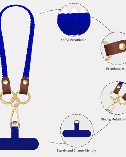 Stretchy Phone Lanyard Tether, 2 Pack Phone Leash Anti-theft Phone Strap for Anti-drop Outdoor Hiking Cycling Climbing Universal for Most Cell Phones, Clein Blue