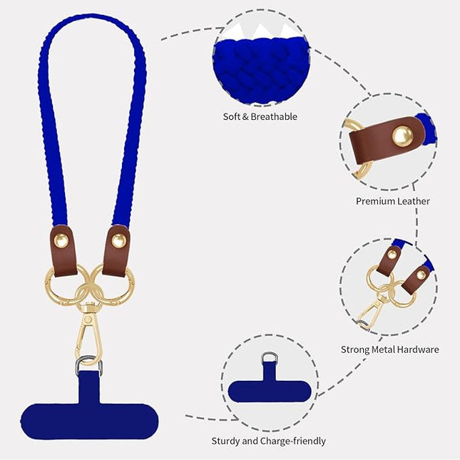 Stretchy Phone Lanyard Tether, 2 Pack Phone Leash Anti-theft Phone Strap for Anti-drop Outdoor Hiking Cycling Climbing Universal for Most Cell Phones, Clein Blue