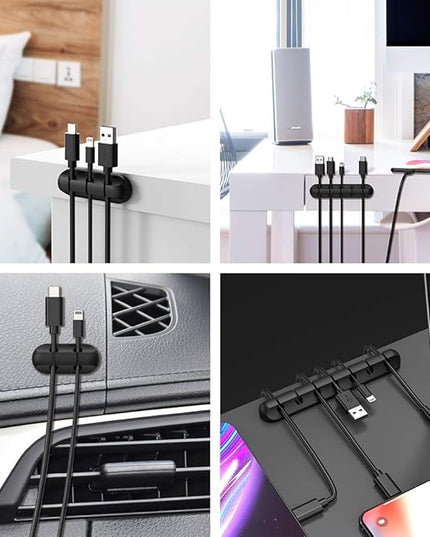 Cable Clips, INCHOR Cable Organizer Cord Holder for Desk, Charging Cable Holder Cord Clips, Nightstand Cord Organizer Cable Management Wire Clip (7, 5, 3 Slots)
