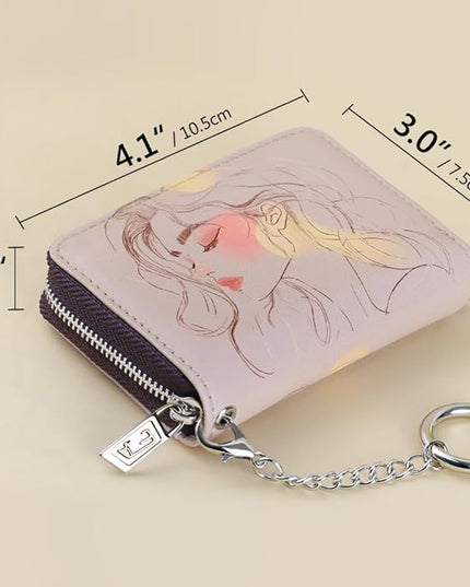 FurArt Zipper Wallet Women, RFID Blocking Credit Card Wallet, Business Card Holder, Compact Size KeyChain Wallet