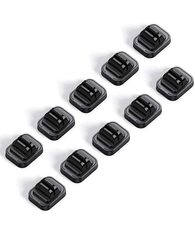 10Pack [Spring Fixed] Cord Holder Clips, Cord Organizer for Desk - Lamicall Adjustable Clips Cable Management, Phone Charger Cord Holder, Wall Car Desktop Nightstand Wire Cord Organizer