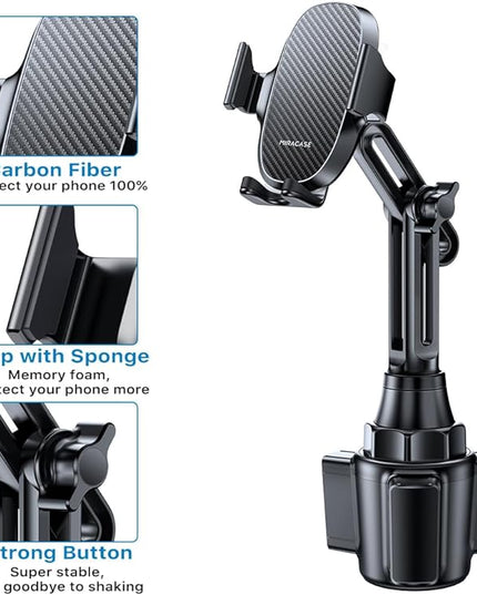 Miracase [2025 Latest Upgraded] Universal Cup Phone Holder for Car, [Rotatable & Adjustable] Long Neck Car Cup Holder Phone Mount Compatible with iPhone, Samsung, Google & More Smartphones