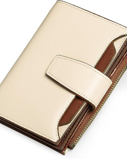 FALAN MULE Small Wallet for Women Leather Bifold Compact RFID Blocking Small Womens Wallet Purse