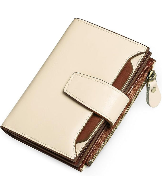 FALAN MULE Small Wallet for Women Leather Bifold Compact RFID Blocking Small Womens Wallet Purse
