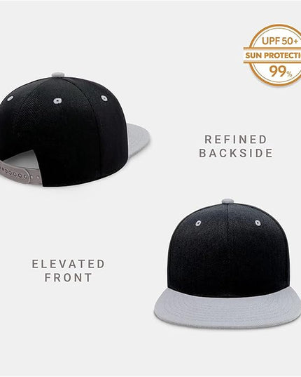 CHOK.LIDS Flat Bill Visor Classic Snapback Hat Blank Adjustable Brim High Top End Trendy Color Style Plain Tone Baseball Cap