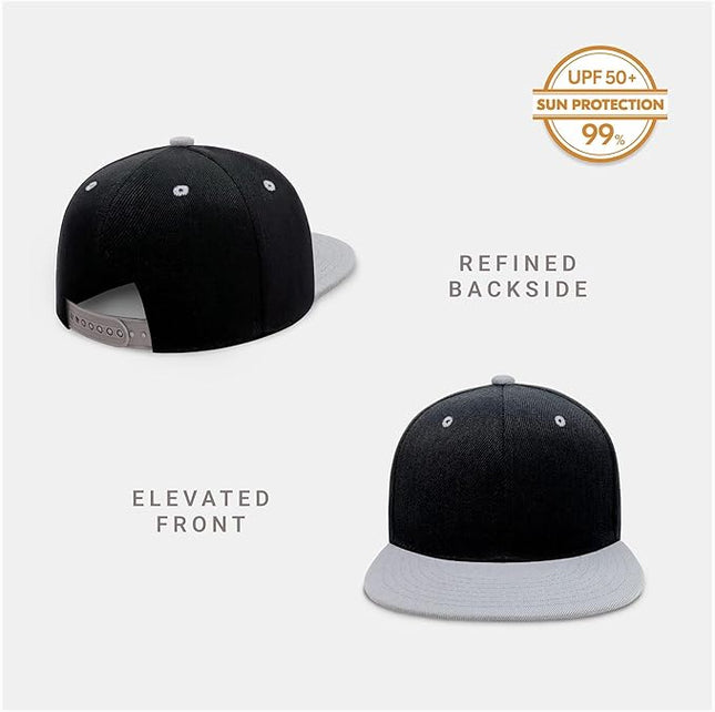 CHOK.LIDS Flat Bill Visor Classic Snapback Hat Blank Adjustable Brim High Top End Trendy Color Style Plain Tone Baseball Cap