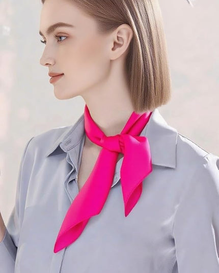 CHUNG Women's Square Satin Scarf 27.5" Bandanas Solid 50s Retro Neck Scarves Emulation Silk Handbag Hair Ribbons Necktie
