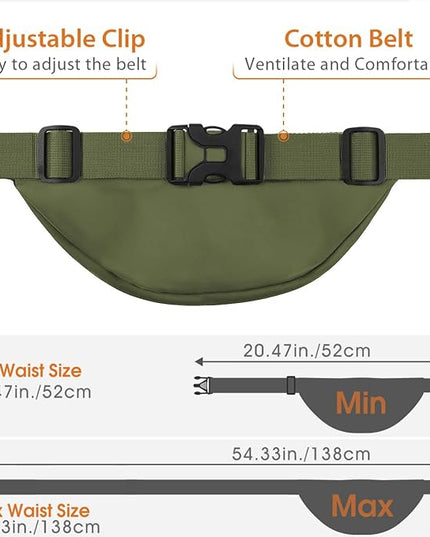 Large Fanny Pack for Women Men - Syican Waist bag with 3-Zipper Pockets, Gifts for Enjoy Sports Traveling Workout Casual Hands-Free crossbody bags Fits MAX 7.9'' iPad & 6.6'' Phone
