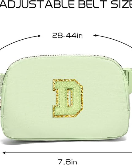 Gitus Gifts for 8 9 10 11 12 Year Old Girls Belt Bag Fanny Pack Crossbody Bags with Initial Letter Patch Cute Stuff Birthday Gifts for Teen Girls Women Personalized Trend Stuff (Light Green-D)