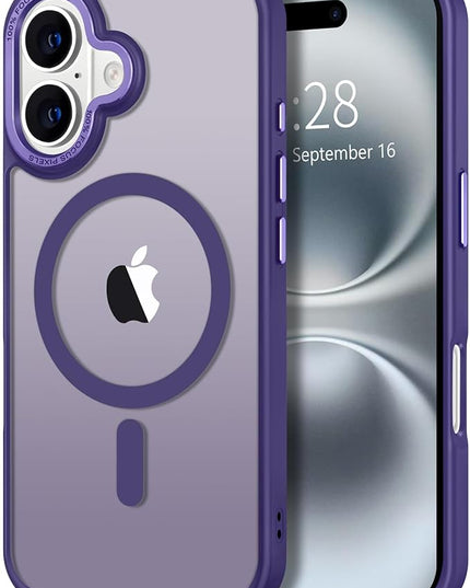 Hython Case for iPhone 16 Plus Case Magnetic Translucent Matte Phone Cases 6.7" [Compatible with MagSafe] Thin Slim Fit Shockproof Bumper Hard Protective Cover for Women Men Girls, Deep Purple