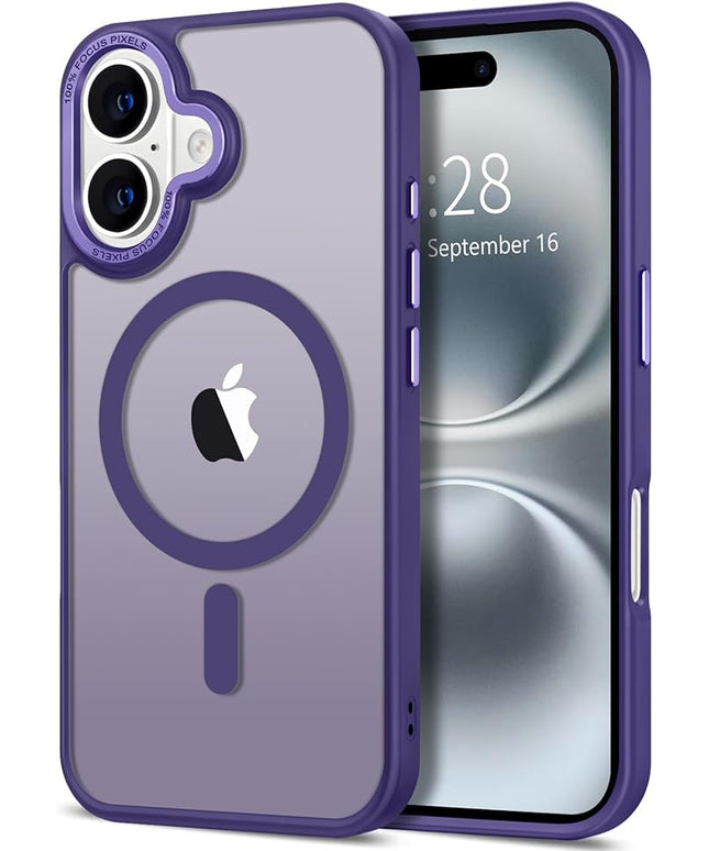 Hython Case for iPhone 16 Plus Case Magnetic Translucent Matte Phone Cases 6.7" [Compatible with MagSafe] Thin Slim Fit Shockproof Bumper Hard Protective Cover for Women Men Girls, Deep Purple