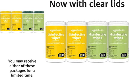 Amazon Basics Disinfecting Wipes, Lemon & Fresh Scent, Thick, Sanitizes/Cleans/Disinfects/Deodorizes, 340 Count (4 Packs of 85)