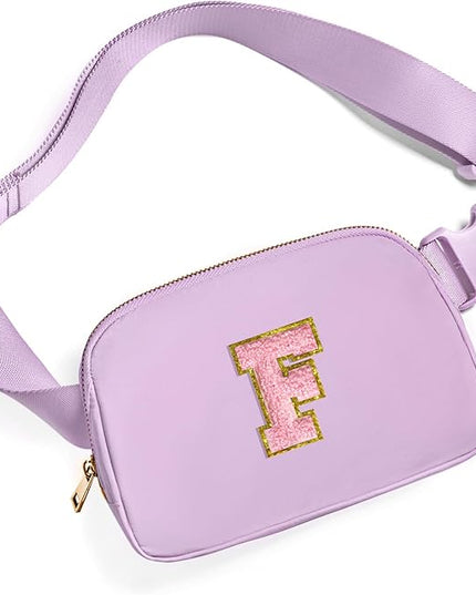 Gitus Initial Belt Bag Fanny Pack Crossbody Bag for Girls Birthday Gifts Age 8-10 Teen Girl Gifts Trend Stuff Personalized Letter Gifts for Daughter Sister (Lavender-F)