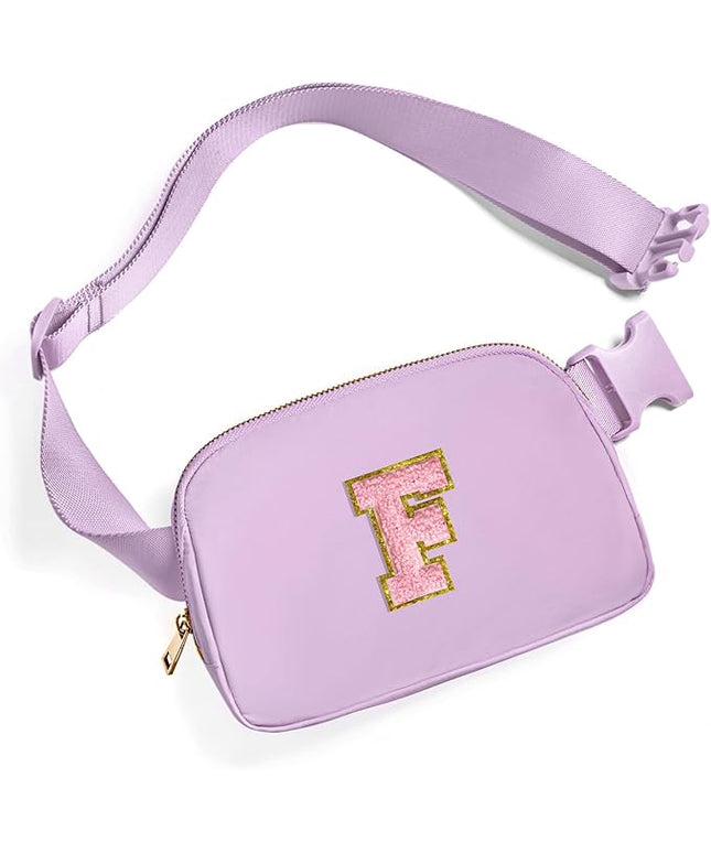 Gitus Initial Belt Bag Fanny Pack Crossbody Bag for Girls Birthday Gifts Age 8-10 Teen Girl Gifts Trend Stuff Personalized Letter Gifts for Daughter Sister (Lavender-F)