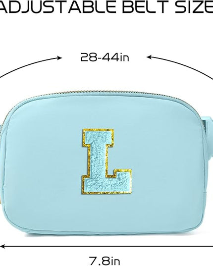 Gitus Gifts for 8 9 10 11 12 Year Old Girls Belt Bag Fanny Pack Crossbody Bags with Initial Letter Patch Cute Stuff Birthday Gifts for Teen Girls Women Personalized Trend Stuff (Icing Blue-L)