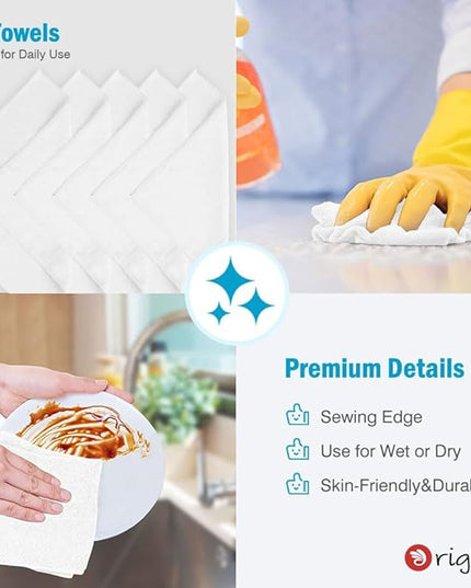 Orighty White Microfiber Cleaning Cloth, Microfiber Towels for Cars, Highly Absorbent Car Cleaning Supplies, Lint Free Cloths Clean Rags for Car Care, House, Kitchen, 12x11 inch, Pack of 24