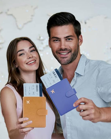 Deziliao Passport Wallet, Brown, Unisex, Faux Leather, Lightweight, Waterproof, RFID Blocking, Slim, 20W