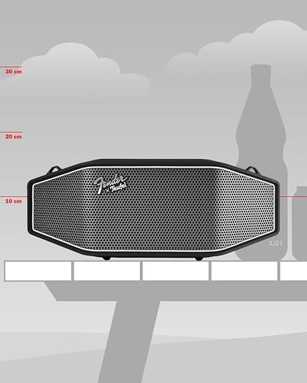 Fender x Teufel ROCKSTER CROSS Portable Wireless Bluetooth Speaker – Rugged, Waterproof, 16 Hours of Battery, Powerful Stereo Sound, Subwoofer, Built-in Power Bank, Fender Guitar Strap (Black & Steel)