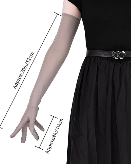 THARAHT Women Long Gloves with Satin Elbow Length for 1920s Opera Tea Party Costumes Bridal Evening Dress