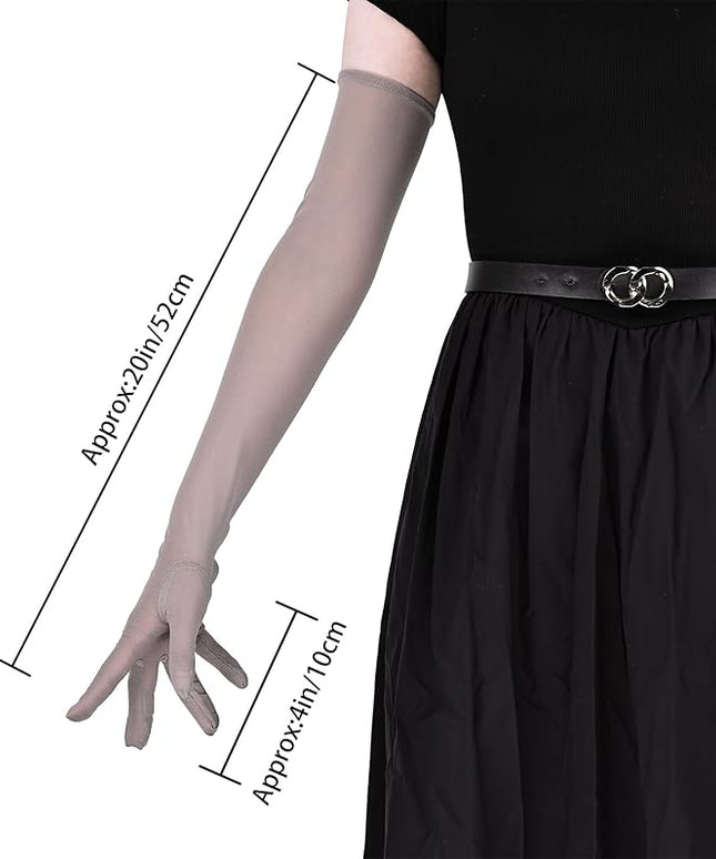 THARAHT Women Long Gloves with Satin Elbow Length for 1920s Opera Tea Party Costumes Bridal Evening Dress