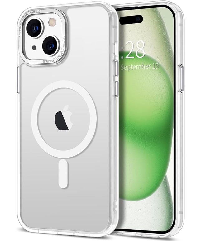 Hython Case for iPhone 15 Plus Case Magnetic Translucent Matte Phone Cases 6.7" [Compatible with MagSafe] Thin Slim Fit Shockproof Bumper Hard Protective Cover for Women Men Girls, Frosted White
