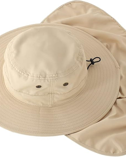 Home Prefer UPF50 Mens Sun Hat with Neck Flap Quick Dry UV Protection Cap Womens Wide Brim Fishing Hat Neck Flap Beach Garden