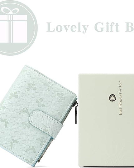 GAEKEAO Womens Wallet Small Leather RFID Blocking Bifold Zipper Pocket Wallet Card Case Purse with ID Window