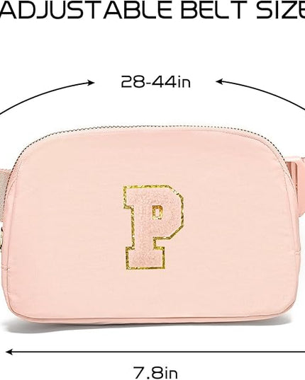 Gitus Gifts for 8 9 10 11 12 Year Old Girls Belt Bag Fanny Pack Crossbody Bags with Initial Letter Patch Cute Stuff Birthday Gifts for Teen Girls Women Personalized Trend Stuff (Coral Pink-P)