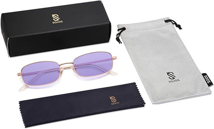 SOJOS Small Trendy Rectangle Sunglasses Womens Mens, Retro 80s 90s Y2k Chic Narrow Thin Skinny Sunnies SJ1187