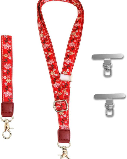 LEMEDE Wrist Keychain and Adjustable Phone Lanyard, Silver Hook Phone Crossbody Strap with 360° Rotating Phone Pads