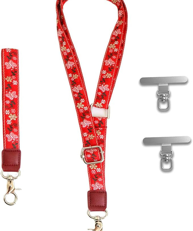 LEMEDE Wrist Keychain and Adjustable Phone Lanyard, Silver Hook Phone Crossbody Strap with 360° Rotating Phone Pads