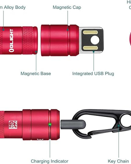 OLIGHT IMINI 2 EDC Rechargeable Keychain Flashlight, 50 Lumens Compact and Portable Mini LED Keyring Lights with Built-in Battery Ideal for Everyday Carry and Emergencies (Passionate Red)