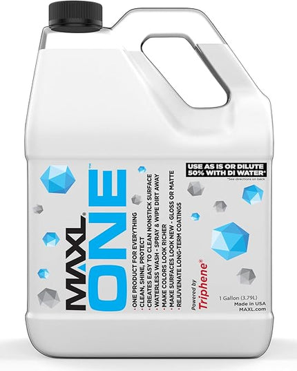 MAXL ONE ™ Car Spray with Triphene® Technology, Quick Spray & Wipe All Purpose Waterless Detailer - Clean, Shine, Protect Paint, Glass, Wheels, and Plastic Trim Without Pre-Washing (1 Gallon)