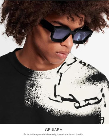 Trendy Square Sunglasses for Men Women Fashion Thick Rectangle Sun Glasses UV Protection Shades Designer Style