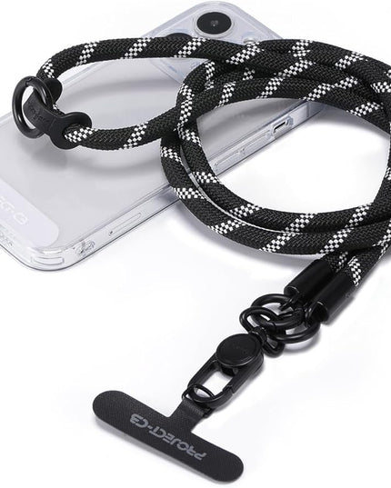 project-cb Phone Lanyard×1,Phone Tether Tab×2,Cell Phone Lanyards for Around the Neck,Rope Lanyard,Universal Adjustable Phone Strap Crossbody,Cell Phone Chain(Blackshadow)