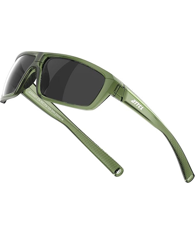 ATTCL Polarized Sunglasses Men for Fishing: UV Protection Lightweight TR90 Sports Wrap Sun Glasses Driving Golf Running