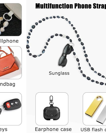 Phone Crossbody Strap, 2in1 Wrist Charm&Shoulder Lanyard,3Ways Usage free to Assembly and Disassembly Phone Strap with Tether Patches for Most Phones Bag Purse (M)
