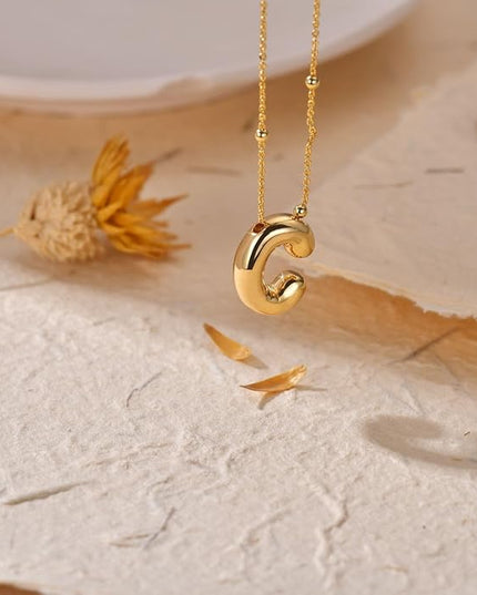 LUCA SMITH Initial Necklaces for Women, Dainty Balloon Bubble Letter, Name Letter Alphabet Pendant Layered Choker Chain Jewelry Gift