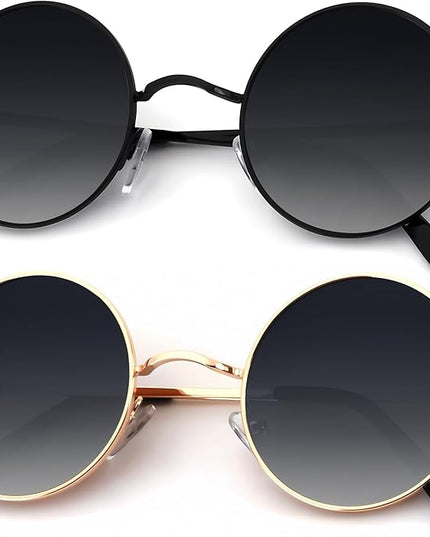 KALIYADI Round Polarized Sunglasses for Men Women Retro Metal Hippie Circle Style Sun Glasses UV Protection