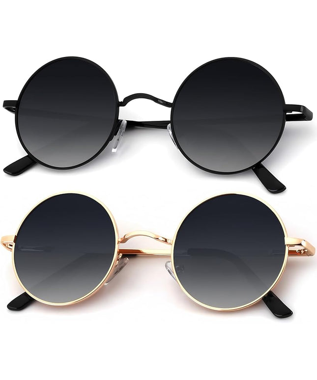 KALIYADI Round Polarized Sunglasses for Men Women Retro Metal Hippie Circle Style Sun Glasses UV Protection